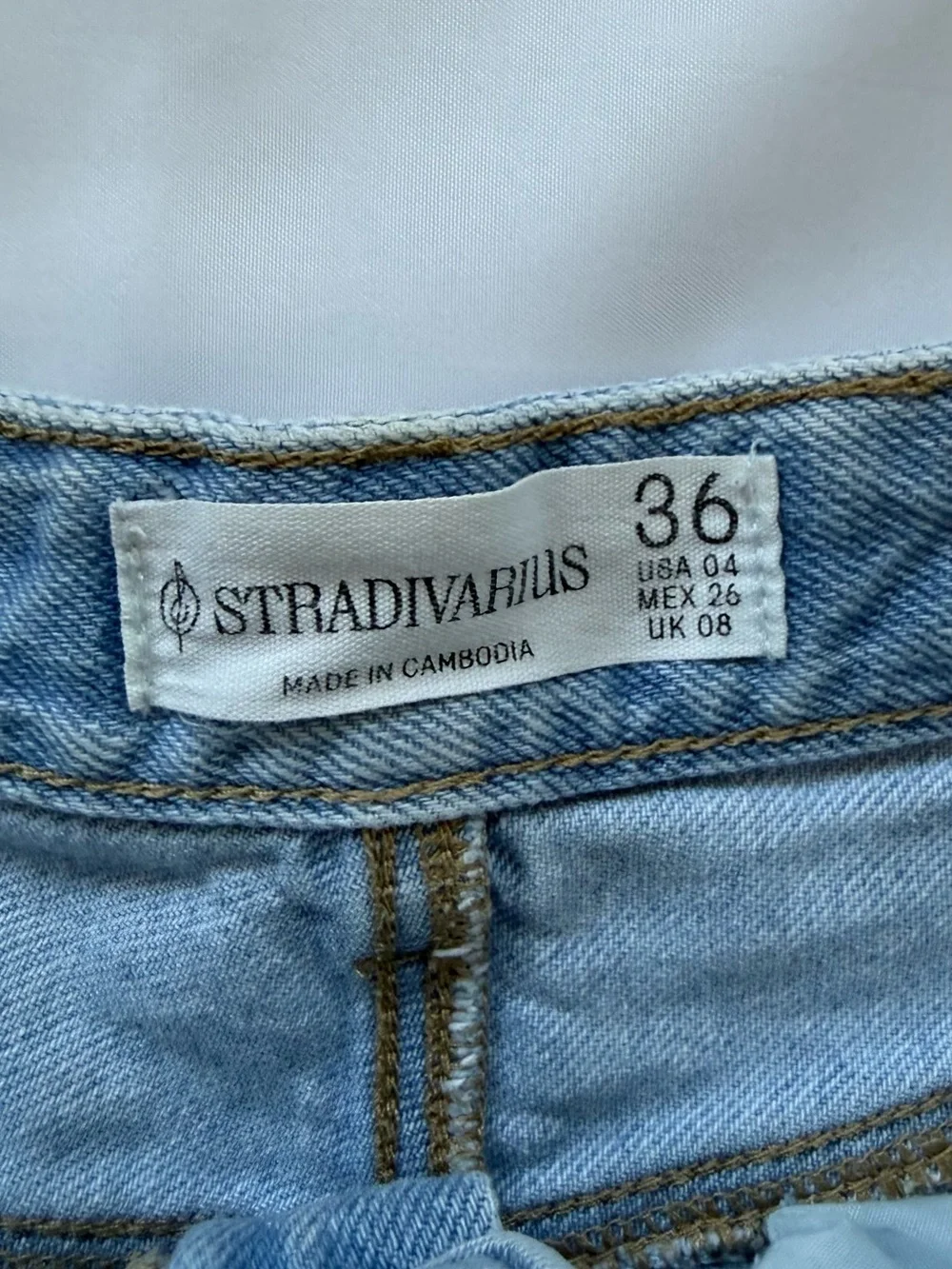 stradivarius Light Wash Distressed Denim Shorts